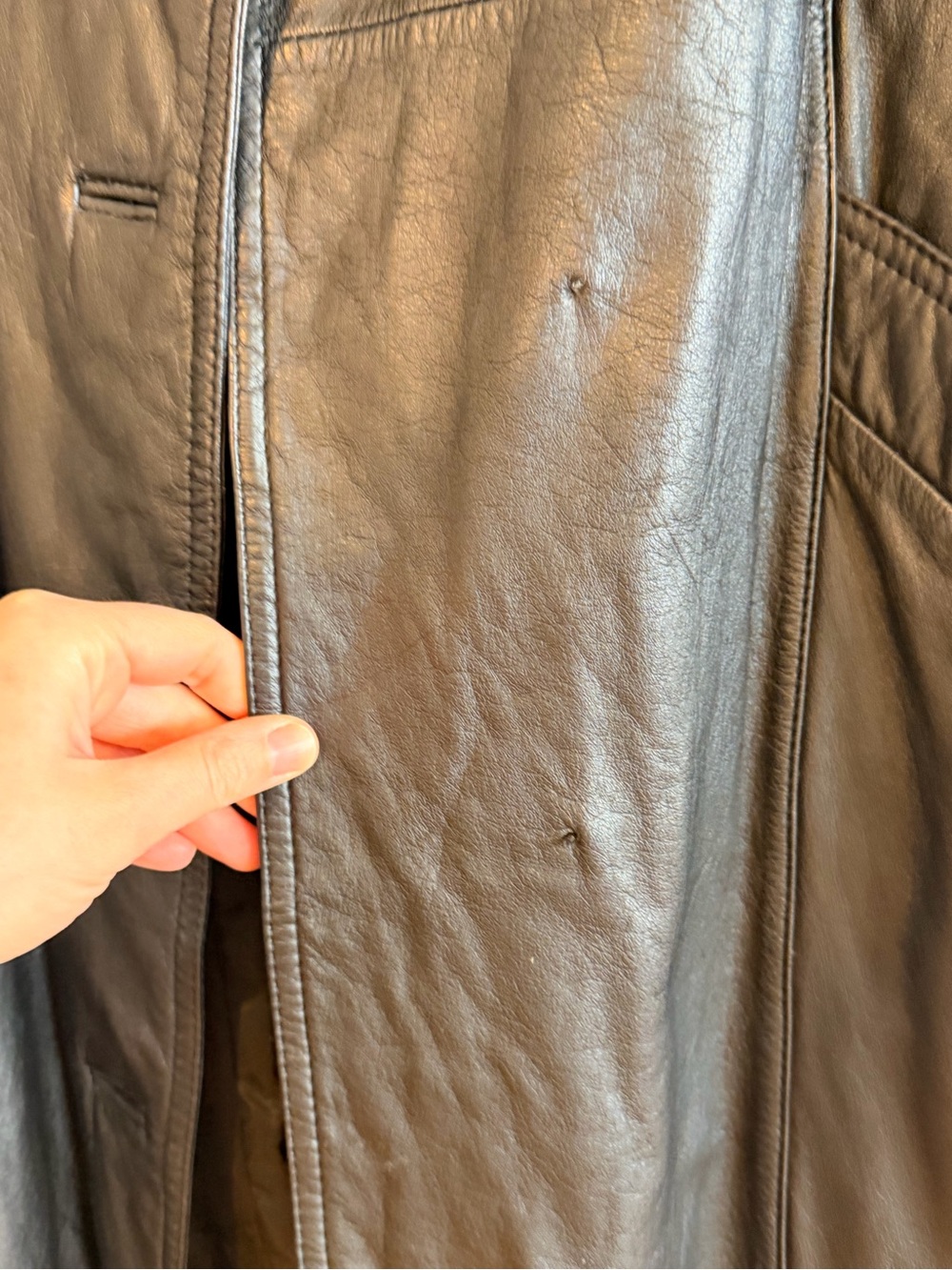G-III Women's Black Leather Trench Coat - Picture 6 of 13
